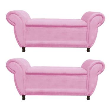 Imagem de Kit 02 Recamier Baú Itália Namoradeira Calçadeira Suede