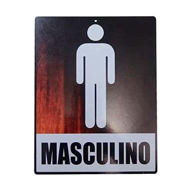 Imagem de Placa Decorativa de Parede em Madeira - Banheiro Masculino