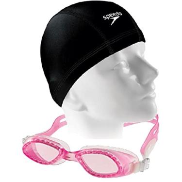 Imagem de Kit Óculos Natação Speedo Legend + Touca Xtrafit Tecido Confortável (óculos rosa/rosa)