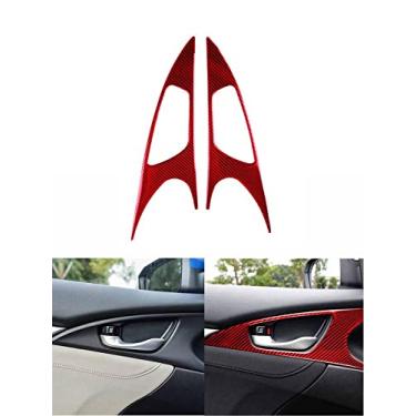 Imagem de JEZOE Cobertura de fibra de carbono guarnição adesivos vermelhos do carro acessórios decorativos interiores, para Honda Civic 10ª geração 2016 2017 2018 2019