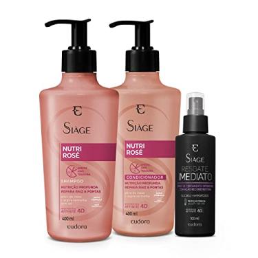 Imagem de Eudora Kit Siáge: Shampoo Nutri Rosé 400ml + Condicionador Nutri Rosé 400ml + Leave-in Resgate Imediato 100ml