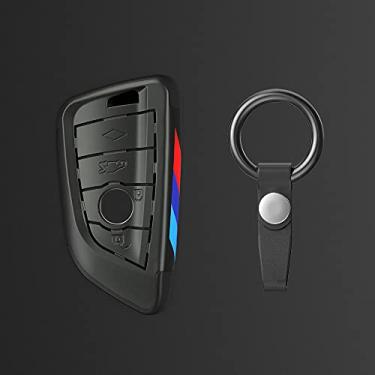 Imagem de CSHU Chapeamento Controlador remoto Car Key Case Cover Chaveiro Ring Key Bag, apto para Bmw X1 X5 X6 F15 F16 F48 Bmw Série 1/3/4/5/6/7, cinza 1
