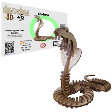 Imagem de Brinquedo Quebra Cabeça 3D Cobra Mdf - Monte & Eduque