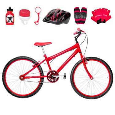 Imagem de Bicicleta Masculina Aro 24 Alumínio Colorido + Kit Proteção - Flexbike