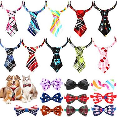 Imagem de Gravatas para cachorro Frienda 20 peças pequenas gravatas para animais de estimação gravatas para festivais com gola ajustável para cão, gatos, acessórios de cuidados para uso diário, fotografia de aniversário, festivais, festas, suprimentos