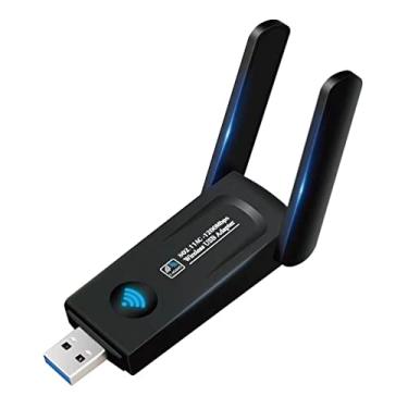 Imagem de AC1200 USB de alta potência AC sem fio WiFi 5 adaptador dongle 5dBi antena dupla 802.11AC