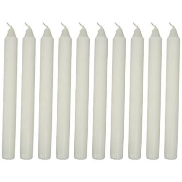 Imagem de Velas brancas cônicas de 17,8 cm de altura queimam 6 horas – Conjunto de 10