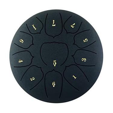 Imagem de Qudai Tambor de língua de aço de 10 polegadas 11 notas tambor de mão com martelo de bateria palhetas percussão para meditação ioga