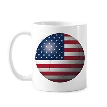 Imagem de Caneca de futebol americano com bandeira nacional dos EUA cerâmica xícara de café porcelana louça
