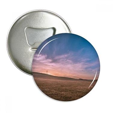 Imagem de Pink Grass Sky abridor de garrafas ímã de geladeira emblema multifuncional