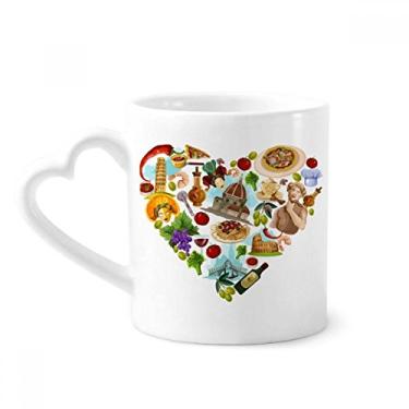 Imagem de Caneca com estampa de bandeira nacional marco do coração da Itália caneca café cerâmica copo de coração de vidro