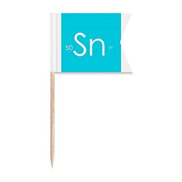 Imagem de Elementos Químicos Mesa menstrual Metais Pobres Lata Sn Bandeiras de palito de dente Marcação para Bolo Festa Prato de Queijo