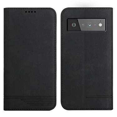 Imagem de YINGDAFENG Capa para Google Pixel 7Pro/7, capa carteira magnética de couro PU com bloqueio de RFID, compartimentos para cartão, suporte, fecho magnético, preta, 7 Pro 6,7 polegadas