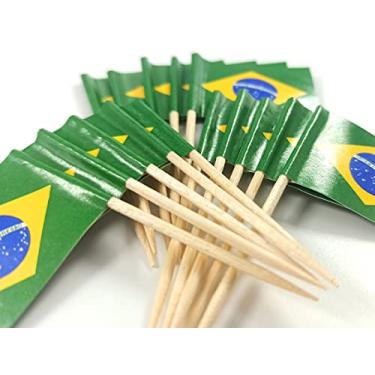 Imagem de JBCD Brazil Toothpick Flag Brazilian Mini Small Cupcake Topper Flags (100 pcs)
