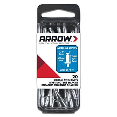 Imagem de Arrow Fastener RMS1/8 rebites de aço médio, 1/8 polegada, pacote com 20