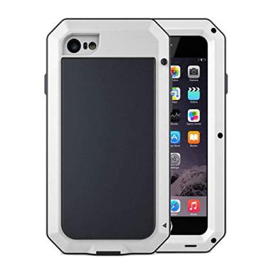 Imagem de Capa de telefone de alumínio à prova de choque para armadura de metal para iPhone 13 12 11 Pro Max X XR 8 7 Plus Capa de proteção para serviço pesado, branca, para iPhone XR