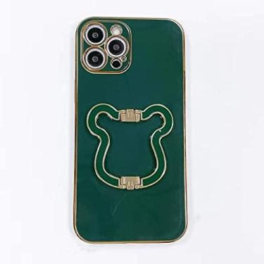 Imagem de Capa de telefone de metal de luxo com suporte de urso de ouro para samsung galaxy a53 a73 a33 a32 a51 a71 a 72 52 23 22 13 12 11 10 s capa, xla3, verde escuro, para a32 4g