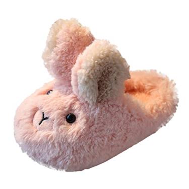 Imagem de Chinelos de espuma para uso ao ar livre para meninas meninos casa chinelos de coelho de desenho animado quente para crianças Páscoa (rosa, 10-10,5 anos)