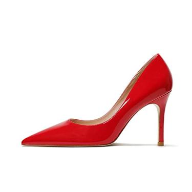 Imagem de Saltos, sapato feminino bico fino salto alto salto stiletto salto clássico fechado sapato social escarpim vermelho, 42