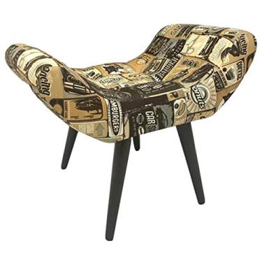 Imagem de Puff Decorativo Elegance Jacquard Retro Cars Bege