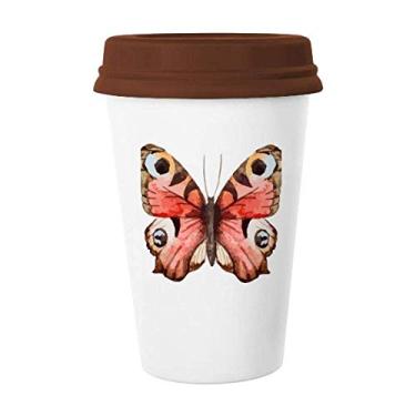Imagem de Borboleta rosa em pintura a óleo, caneca de vidro de cerâmica para copo de café