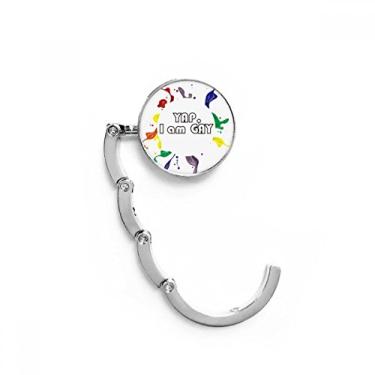 Imagem de LGBT Gancho de mesa com bandeira de arco-íris Yap I Am masculino, gancho decorativo de extensão dobrável