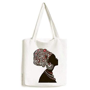 Imagem de Bolsa feminina africana negra aborígene de lona, bolsa de compras, bolsa casual