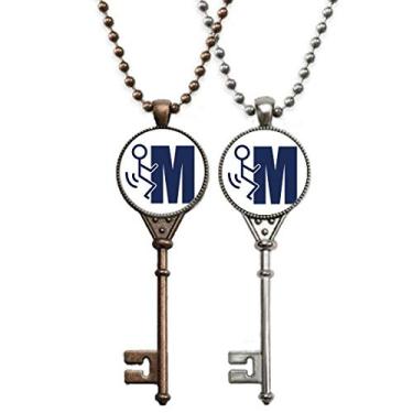 Imagem de OFFbb-USA Palito de ação corporal letra Art Deco presente moderno chaveiro colar pingente joias decoração de casal