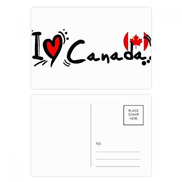 Imagem de Conjunto de cartões postais I Love Canada com a palavra em formato de coração para enviar cartões de agradecimento