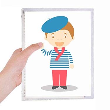 Imagem de Caderno Sea Blue France com desenho de folhas soltas e diário recarregável