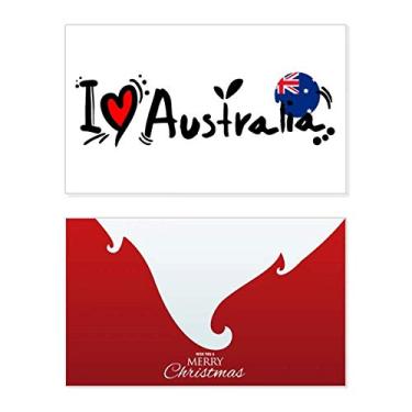 Imagem de I Love Australia Bandeira do mundo coração feriado Feliz Natal Cartão de parabéns Mensagem de Natal