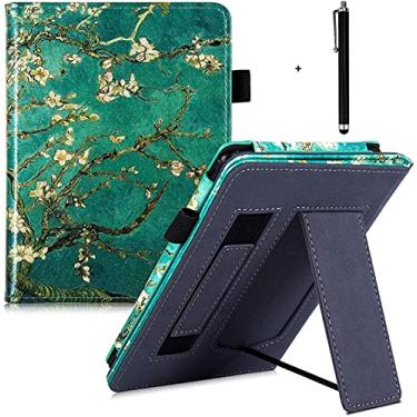 Imagem de CCOO Capa de suporte para Kindle Paperwhite 10ª geração lançamentos de 2018/Paperwhite Antes de 2018 - Capa Protetora Premium com Compartimento para Cartão e Alça de Mão, Caneta Sensível ao Toque, flor de damasco