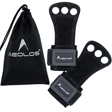 Imagem de (Medium, 3 Black(2 layers leather)) - AEOLOS Leather Gymnastics Hand Grips-Great for Gymnastics,Pull up,Weight Lifting,Kettlebells and Crossfit Training