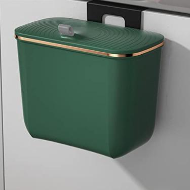 Imagem de Lixeira De Cozinha Suspensa Com Tampa, Design De Abertura De Dois Lados, Lixeira De Tampa Deslizante Para Uso Doméstico Montada Na Parede Da Cozinha,Verde,7 L 10,47 * 5,82 * 8,62 Pol.,YUYANAIAI