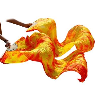 Imagem de SALFEE 1 par de fãs de véu de dança do ventre imitação de seda de 180 cm feito à mão