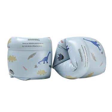 Imagem de Almencla 2x Braço Floatie Mangas Infláveis Braços de Natação Braceletes de Tubo de Desenho para Adultos Crianças Braço de Natação Flutua Anéis de Braço, Azul