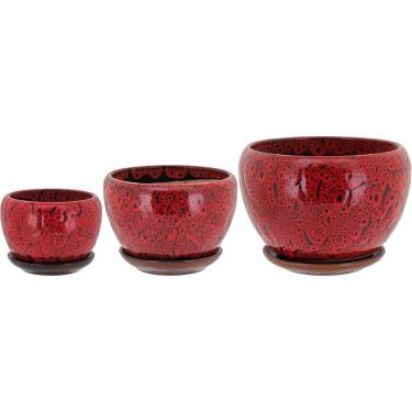 Imagem de Cachepô Cerâmica Vermelho 3Pç