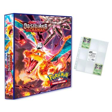 Imagem de Álbum Pasta Fichário Pokemon com 10 Folhas YES 9 Bolsos Escarlete e Violeta Obsidiana em Chamas Capa Dura