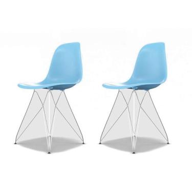 Imagem de Conjunto Com 2 Cadeiras Eames Eiffel Azul Claro E Cromado - Emporio Ti