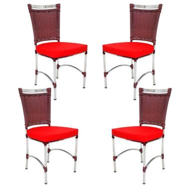 Imagem de 4 Cadeiras em Alumínio e Fibra Sintética JK Cozinha Edícula