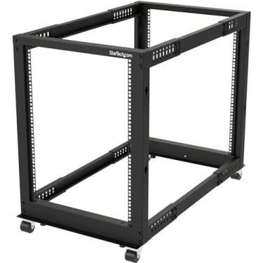 Imagem de StarTech.com 15U 19" Open Frame Server Rack - 4 Post ajustável Profundidade 22-40" Mobile - Rack de dados para equipamentos de computador e rede de rolamento em pé - Dell PowerEdge HP ProLiant ThinkServer (4POSTRACK15U)