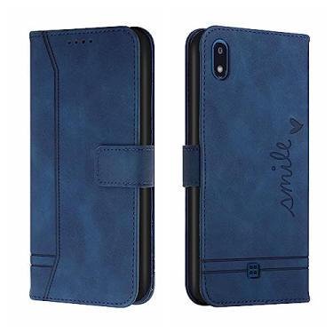 Imagem de Estojo tipo carteira para telefone Compatível com carteira LG K20 2019, capa protetora em TPU à prova de choque, capa de telefone em couro PU, capa magnética folio em couro, porta-cartões (Size : Blu