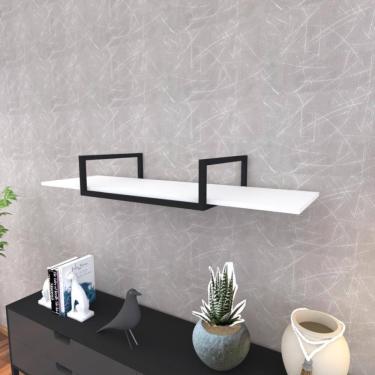 Imagem de Prateleira Industrial Suspensa Estante Parede Nicho Branco Cozinha Escritorio Sala Quarto Infantil