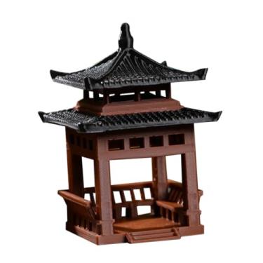 Imagem de FONDOTIN Pequenos enfeites do pavilhão decoração de jardim estátua de jardim de pagode de pedra modelos estátua do pavilhão do jardim zen estatueta em miniatura pequena decorações Metal