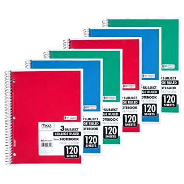 Imagem de Mead Caderno espiral, 3 assuntos, papel pautado universitário, 120 folhas, 28 x 20 cm, cor selecionada para você, 1 unidade (06710)