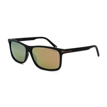 Imagem de Polaroid Sunglasses Óculos de sol masculinos retangulares PLD 2075/S/X, Preto fosco/polarizado cinza dourado espelhado, 59mm, 13mm