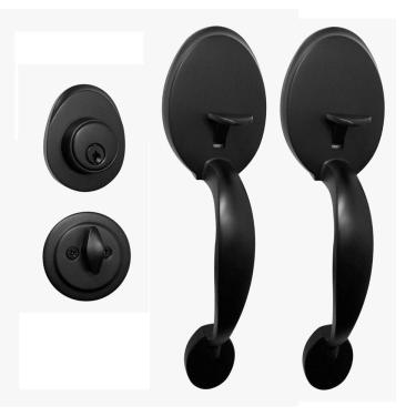 Imagem de Fechadura Porta Retrô Blim Blim Alça Dupla Preto Fosco