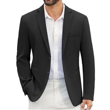 Imagem de COOFANDY Blazer masculino casual, jaqueta esportiva de malha leve com dois botões, Preto, 3X-Large