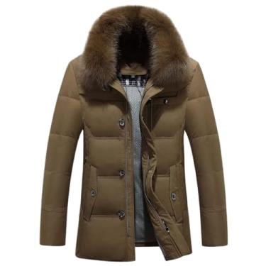 Imagem de Jaqueta masculina de inverno, parca, branca, casaco casual grosso, gola lisa, jaqueta quente, Dourado, G