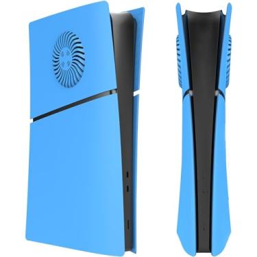 Imagem de Adequado para capa de painel de console PS5 Slim com aberturas de resfriamento, capa de reposição personalizada em ABS, à prova de arranhões e à prova de poeira. (edição digital, azul claro)